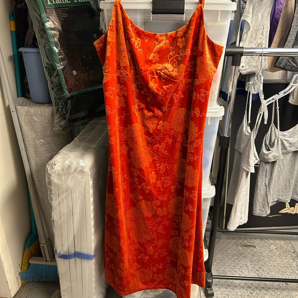 orange velour dress